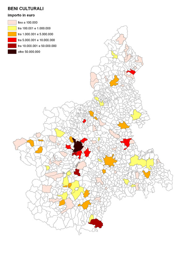 Importo interventi per comune - BENI CULTURALI